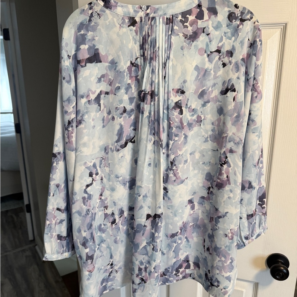 NYDJ Women's Abstract Blouse - Blue and Purple - Picture 3 of 8